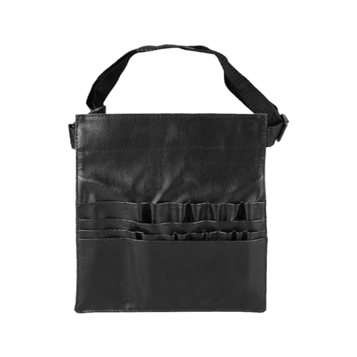 Ludom Sac Banane Professionnel pour pinceaux de Maquillage – Noir PU Trousse à cosmétiques Pochette Ceinture Tablier Organisateur d'outils