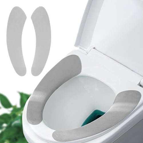 Thin and Warm Toilet Seat Cover Pad – Self-Adhesive, Adjustable and Cut-to-Fit, Comfortable and Easy to Clean, Perfect for Home Bathrooms (Grey)