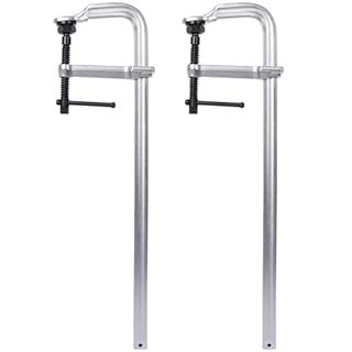 LuckyNote Heavy-Duty F-Clamp, 24 Inch Bar with 5.5 Inch Deep Throat, Black Oxide Spindle, Drop-Forged Arm, Removable Swivel Pads, 2 Pack