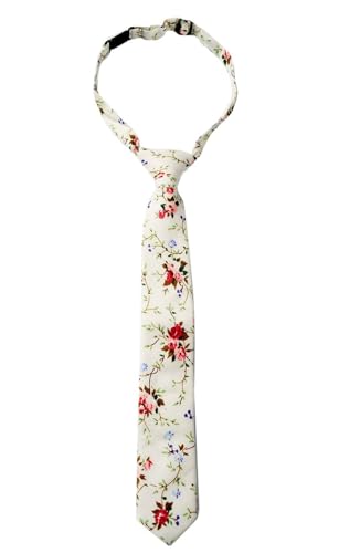 Otis & Oliver Boys Floral Tie Pre-Tied Kids Necktie Age 1-12 Adjustable Woven Cotton Church Wedding School Graduation