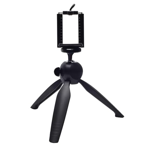 Image of Mini Tripod Stand with Phone Holder, Portable Desktop Camera Mount, Black