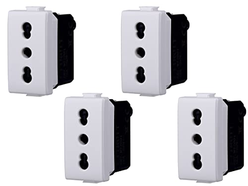 Presa Bipasso Bivalente 2P+T 10/16A, Compatibile Con Bticino Matix (4 Pezzi, Bianco)