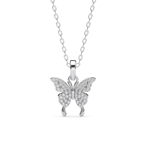 Image of Clara 925 Silver Fia Butterfly Pendant Earrings Chain Bracelet Anklet Ring | Gift for Women & Girls | Platinum Plated | Jewellery Set