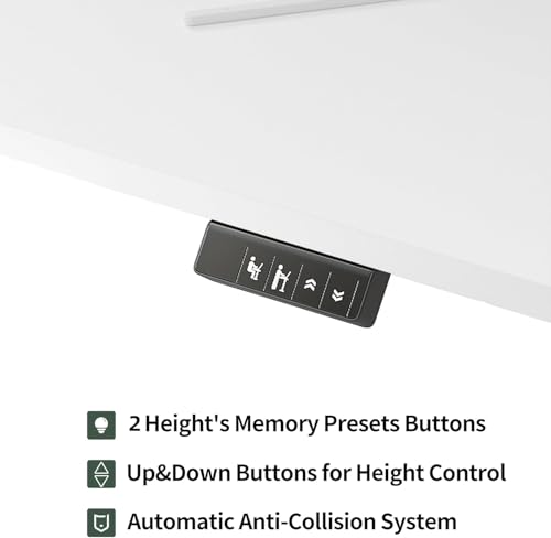 TIQLAB Standing Desk 63 x 24 inch, Electric Height Adjustable with Splice Board, Sit Stand Desk, for Home Office, White