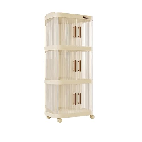 収納ボックス 収納ケース コンテナ ボックス 衣装ケース 収納キャビネット積み重ね 組立簡単 キッチンストッカー 省スペース大容量 小物収納 書類衣類 (3段M)