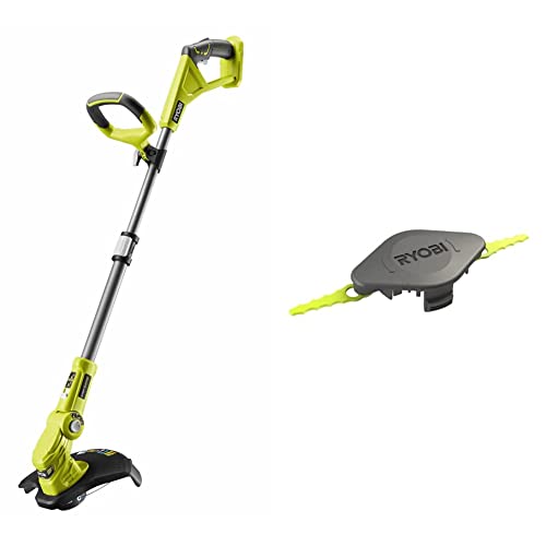 Ryobi Coupe-Herbe sans Fil OLT1832 One+, Chemin de 25-30 cm (Outil zéro), 18 V, Hyper Vert (Batterie, Chargeur et Lame Non Inclus) & Tête Double Lames Dentelées pour Coupe-Bordures RAC155 Noir