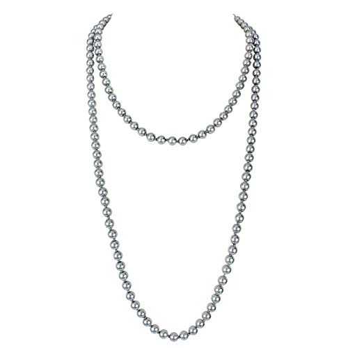 1920s Retro Faux Pearls Grey Beads Cluster Long Pearl Necklace 58