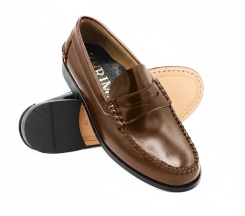 Zerimar Zapatos Castellanos Hombre | Mocasin Antifaz Piel Lisa | Zapatos de Vestir Hombre Fabricados en España | Color Cuero | Talla 43