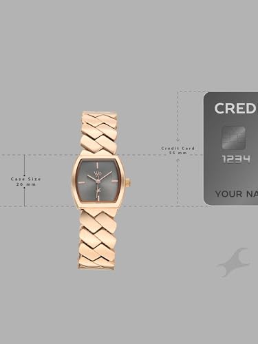 Image of Fastrack Vyb Showstopper with Quartz Analog Grey Dial Rose Gold Alloy Strap Watch for Girls - FV60112WM02W