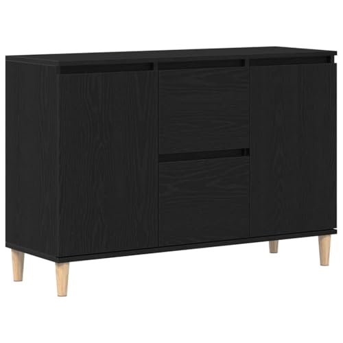 vidaXL Aparador Moderno de Roble Negro Unidad de Almacenamiento para Sala de Estar Madera de ingeniería con Patas de eucalipto Buffet Elegante Solución Amplia 101 x 35 60 cm Solo para Interior Montaj