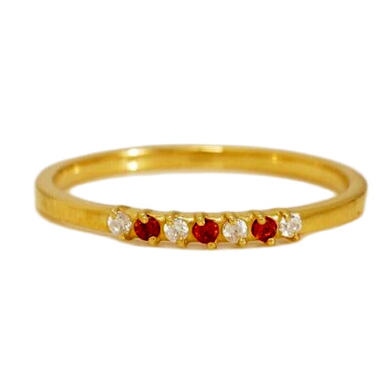 Bague imposante argent 925 grenat naturel anneau plaqué or pierres CZ