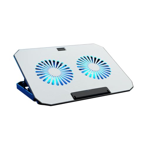Soporte de refrigeración silencioso para portátiles, 2 ventiladores, soporte silencioso para portátiles de hasta 17 pulgadas, altura ajustable y puerto USB