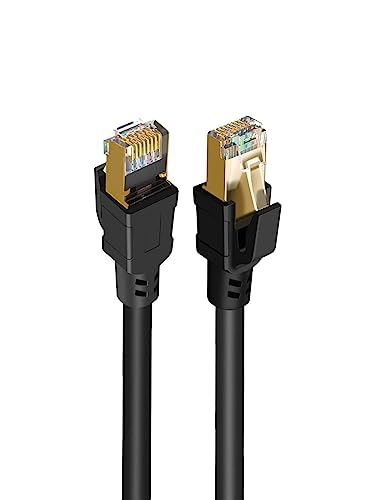 Image of CableCreation Cat 8 Ethernet Cable 1.6ft, Network Patch Cable 40 Gigabit 2000MHz TP Internet LAN RJ45 High speed Cable Cord for Modem, Router, PS3, PS4, Xbox, Black (0.5M)