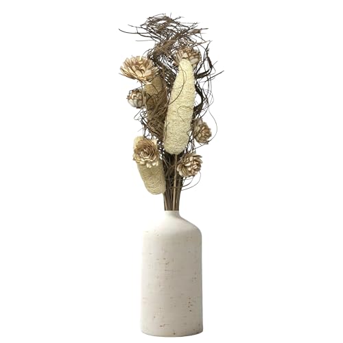 Ramo natural de luffa blanqueada y flores sola rizadas miniatura 5
