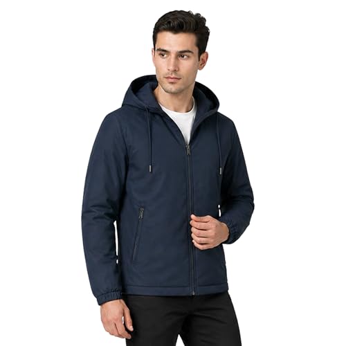 Image of Rain Jacket for Men Waterproof for Bike Riders with Adjustable Hood Along with Inner Pockets,Waterproof Raincoat with Polyester Jacket, Zipper Pockets & Elastic Cuffs For Bike, Travel & Daily Wear