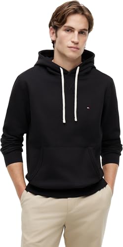 Tommy Hilfiger Sweat à Capuche Homme Essential Fleece Regular Fit, Noir (Black), L