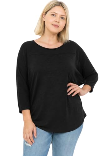 Image of LEEBE Women's Plus Size Dolman 3 /4 Sleeve Sweater