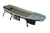 CARPZILLA Portable Fishing Bed Chair | XL Heavy Duty Camping Bed | Adjustable Back Rest & Legs Bedchair | Built-in Tool Bag Tackle Storage Carp Fishing | Detachable Pillow - Khaki Green