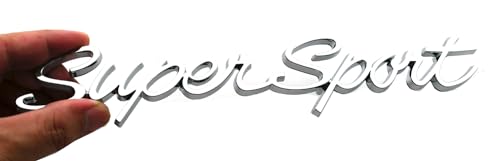 Image of Pair Script Super Sport Front 3D Badge Emblem Replacement for Chevy Impala SS 1965 1966 (Chrome)