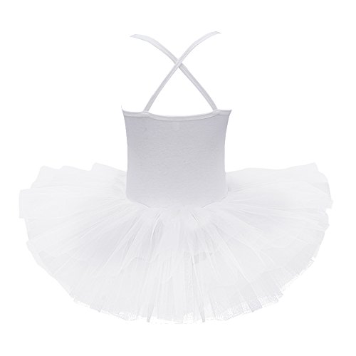 Yizyif Baby Girls' Sequined Tutu Dancewear Ballet Leotard Party Camisole Dress White 5-6 #TOP1