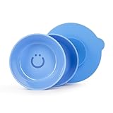 Ubbi Silicone Suction Bowls for Babies & Toddlers, 2-Pack – 2 Bowls + Interchangeable Stay-Put Base, High-Wall Self-Feeding for Baby-Led Weaning, BPA-Free Dishwasher Safe, Polaris Blue