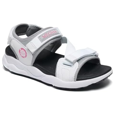 MEGNYA Soft Orthopedic Sandals for Flat Feet Pain Relieve, Non-Slip and Washable Sport Sandals for Walking Travel, Comfortable Arch Support Hiking Sandals White Size 9 Cover