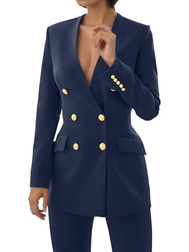 Womens Suit 2 Piece Double Breasted Suit Women Slim Fit Wedding Prom Blazer Pants Bridesmaid Set