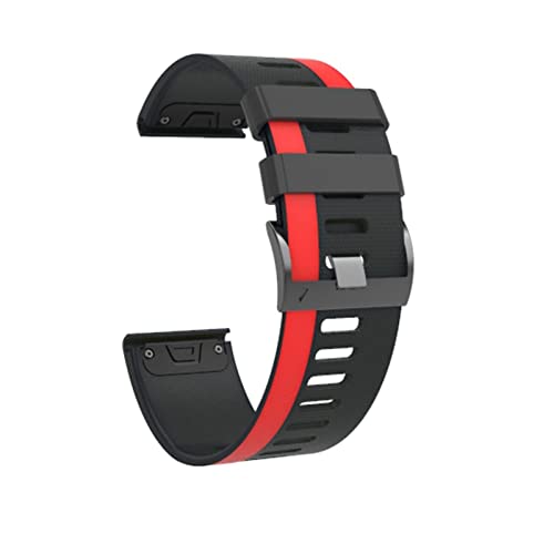 Bracelet sport Garmin Fenix 6 Pro en silicone bicolore noir et rouge