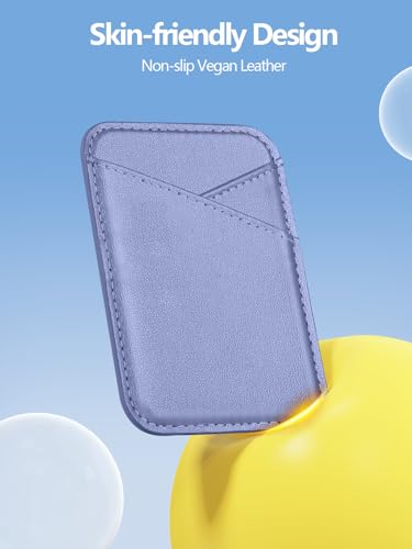 Image of Miroddi for MagSafe Wallet, Strongest Magnetic Card Holder for iPhone 17 /16 /15 /14 /13 /12 Series, Ultra-Thin Leather Magnetic Phone Wallet with 2 Card Slots, RFID Blocking, No More Falling, Lavender