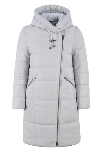 Parka doudoune en cuir pour femme style duffle-coat à capuche hiver 5799