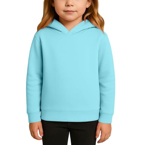 Boys Girls Solid Color Fleece Sweatshirts Fall Winter Long Sleeve Clothes with Hood School Casual Comfy Soft Pullover Tops