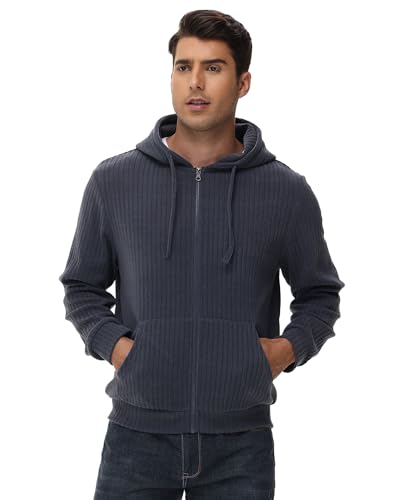 YuKaiChen Men's Knit Zip Up Hoodies Casual Hooded Sweatshirts with Kanga Pocket3