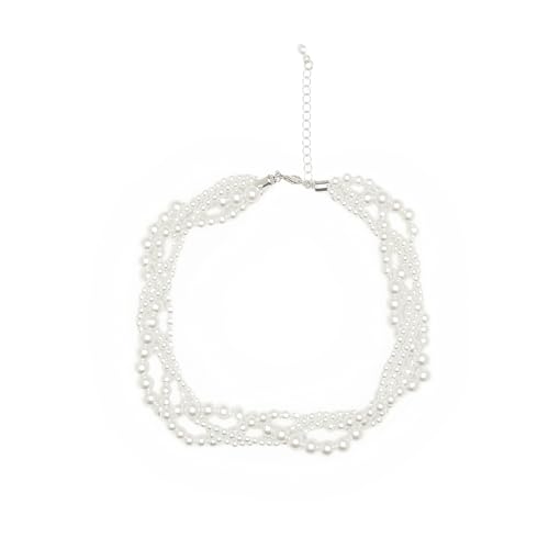 Pearl Necklaces for Women – Elegant Faux Pearl Necklace, Vintage White Pearl Jewelry, 1920s Accessories for Women, Pearl Choker Necklace