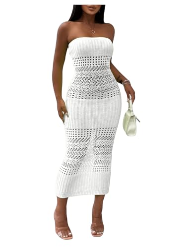Milumia Women's Crochet Strapless Tube Dress See...