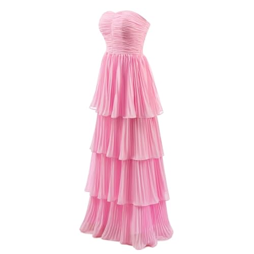Bridesmaid Dresses Ruffle Strapless Wedding Guest Dress Tiered Chiffon Prom Maxi Formal Evening Gowns3
