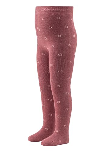 Children's Tights Girls with Heart Motif - with Soft Terry Cloth Inside, Light Red Melange, 104, Light Red Melange, 104, light red melange, 1043