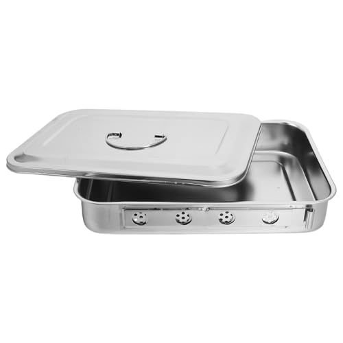 Bandeja médica rectangular de acero inoxidable Gadpiparty con tapa para instrumentos de 30x19cm