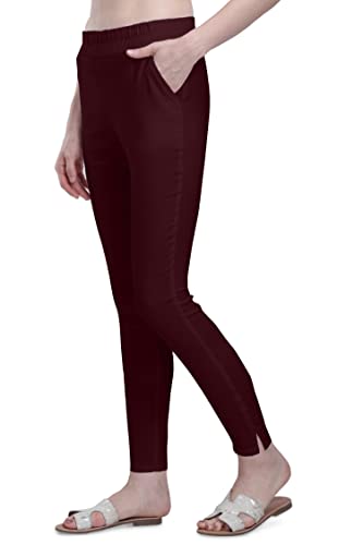 Image of Plus Size Slub Lycra Trouser Cigarette(Pencil) Pants Sizes(26 to 44)