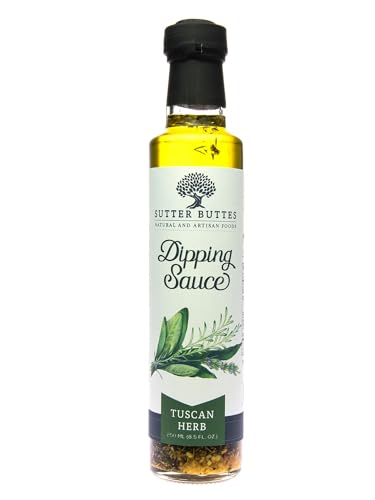 Sutter Buttes Bread Dipping Oil Sauce - 8.5 Ounce Bottle - Fresh from California (Tuscan Herb)