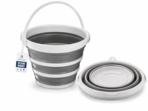 Collapsible Bucket 10L Foldable Silicone Bucket with Sturdy Handle Portable Water Bucket for Camping Fishing Travel & Home Cleaning Space-Saving Multi-Purpose Bin