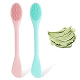 2PCS Silicone Facial Cleaning Brush- 2 in 1 Face Scrubber Exfoliator for Exfoliating, Massaging, Remove Blackheads- Face Mask Applicator Brush for for Mud, Clay, Lotion, DIY Mask