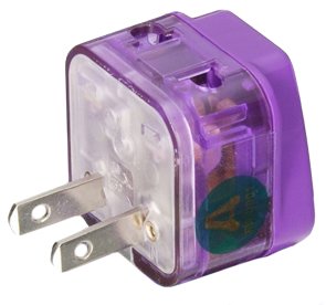 AC POWER TRAVEL ADAPTER PLUG FOR USA US CANADA SOUTH & NORTH AMERICA JAPAN TAIWAN PHILIPPINES / WITH DUAL PLUG-IN PORTS AND SURGE PROTECTION