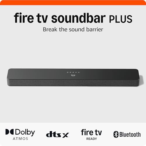 Amazon Fire TV Soundbar Plus (newest model) with built-in subwoofer, 3.1 channel, Dolby Atmos, clear dialogue