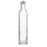 Darice Square Bottom Clear Glass Bottle with Cork- 7 inches