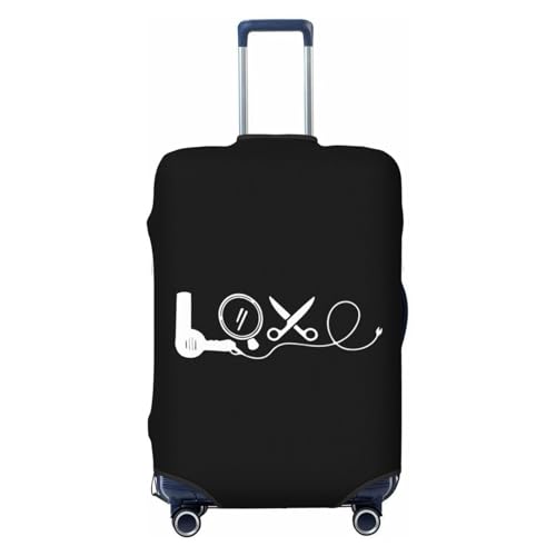 Hair Stylist Love Travel Luggage Cover Suitcase Protector Fits 26-28 Inch Case(Black,L)