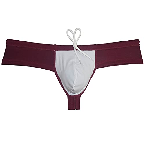 Men's Brazilian Bikini Swimsuit Thong Drawstring Swimwear Solid Shiny Ultra Cheeky Swim Boxer Briefs2