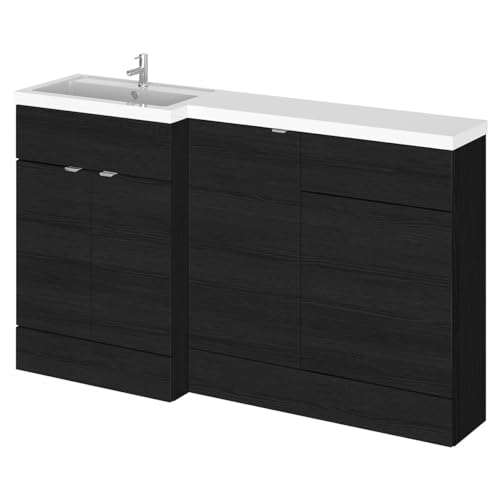 Hudson Reed Hacienda Black 1500mm Full Depth Combination Vanity, WC and Storage Unit with Left Hand Basin - CBI615 - Flush Bathrooms