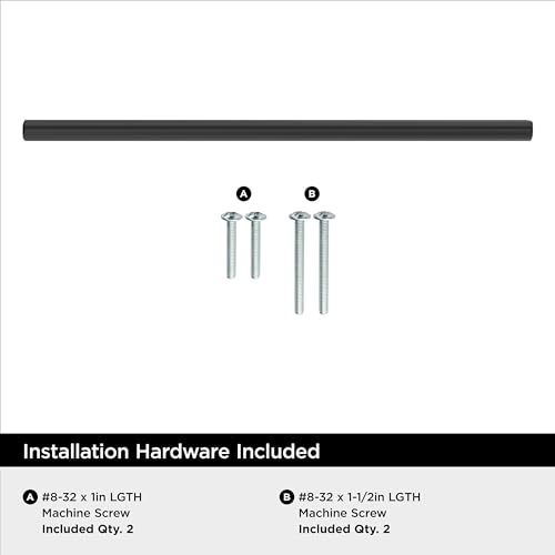 Image of Amerock 8-13 /16 inch Bar Pulls Black Bronze Drawer Pull | 8-13 /16 inch (224mm) Center-to-Center Mounting Distance and 11-3 /16 inch Overall Length, Durable Carbon Steel Cabinet Hardware