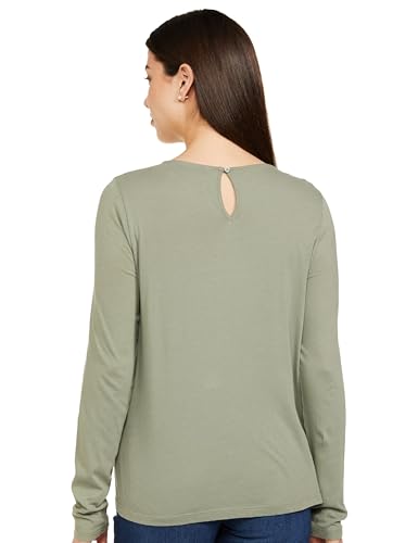 Image of Marks & Spencer Womens Solid Cotton Crew Neck Regular Fit Long Sleeve Top