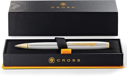 Image of Cross Coventry Ballpoint Pen Medium Black Indelible with Premium Gift Box Glossy Chrome with Gold Applique